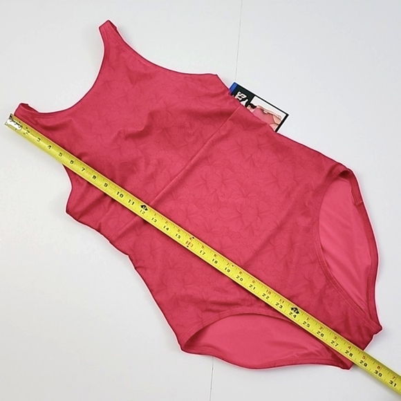 ROOTS Women's One Piece Pink Swimsuit  Floral Print High Neck High Back Sz 10 - Picture 12 of 16
